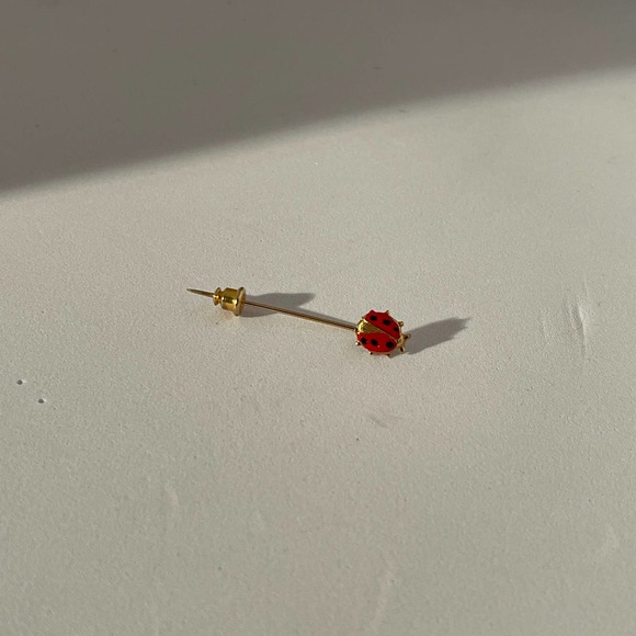 Vintage Gold Tone Enamel Laby Bug Lapel Stick Pin 4 cm - Picture 3 of 9